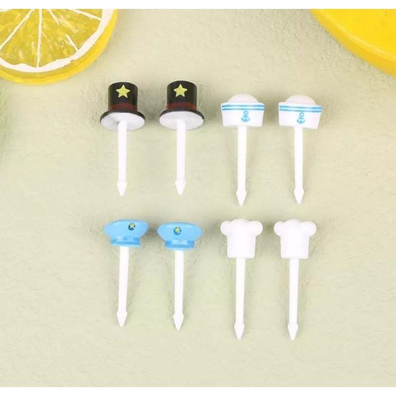 Tusukan bento garpu buah food pick topi profession hat