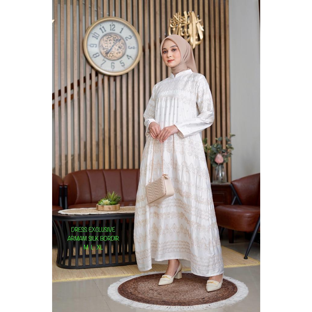 Gamis wanita brand kamari terbaru kekinian katun armani silk bordir premium
