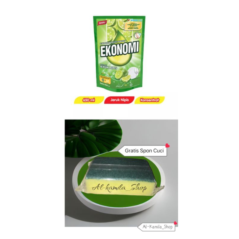 EKONOMI Sabun Cuci/Pencuci Piring 650ML / 650 ML ~ FREE/GRATIS (BERHADIAH Spon Cuci) Jeruk Nipis Pow