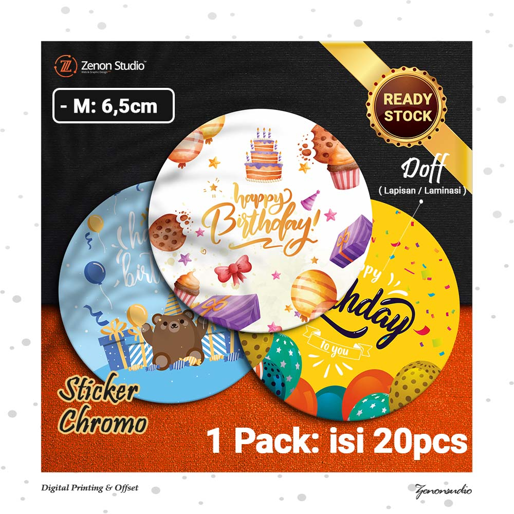 

[20pcs] Sticker Bulat Birthday Stiker Ucapan Selamat Ulang Tahun Anak Kado