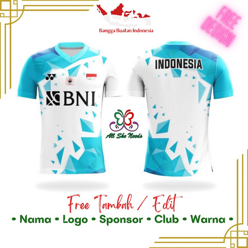 Baju Kaos Jersey Badminton Bulutangkis Baru | Dryfit Custom Printing | Tim Indonesia