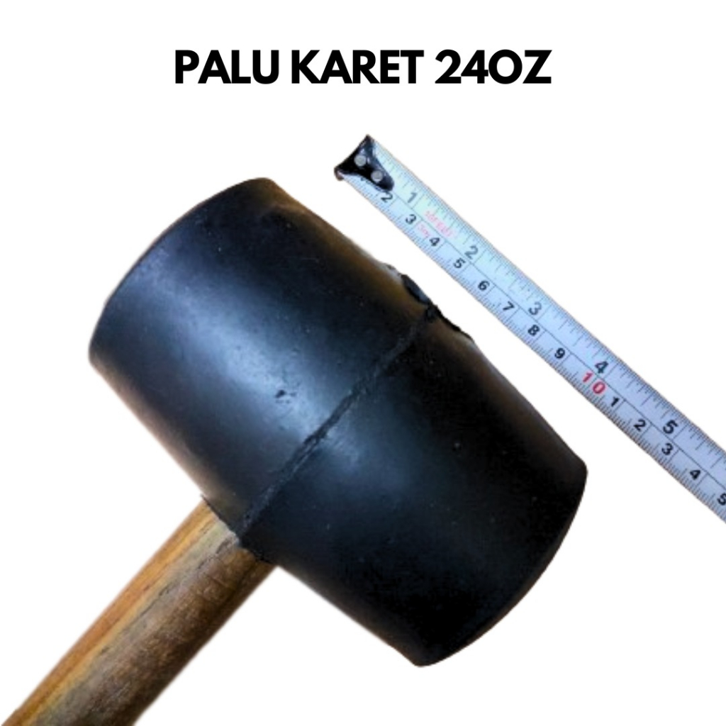 CGP Palu Karet Hitam Elastis Gagang Kayu 24 Oz 500gram / Palu Lantai Keramik Granit Batu Alam Kaca U