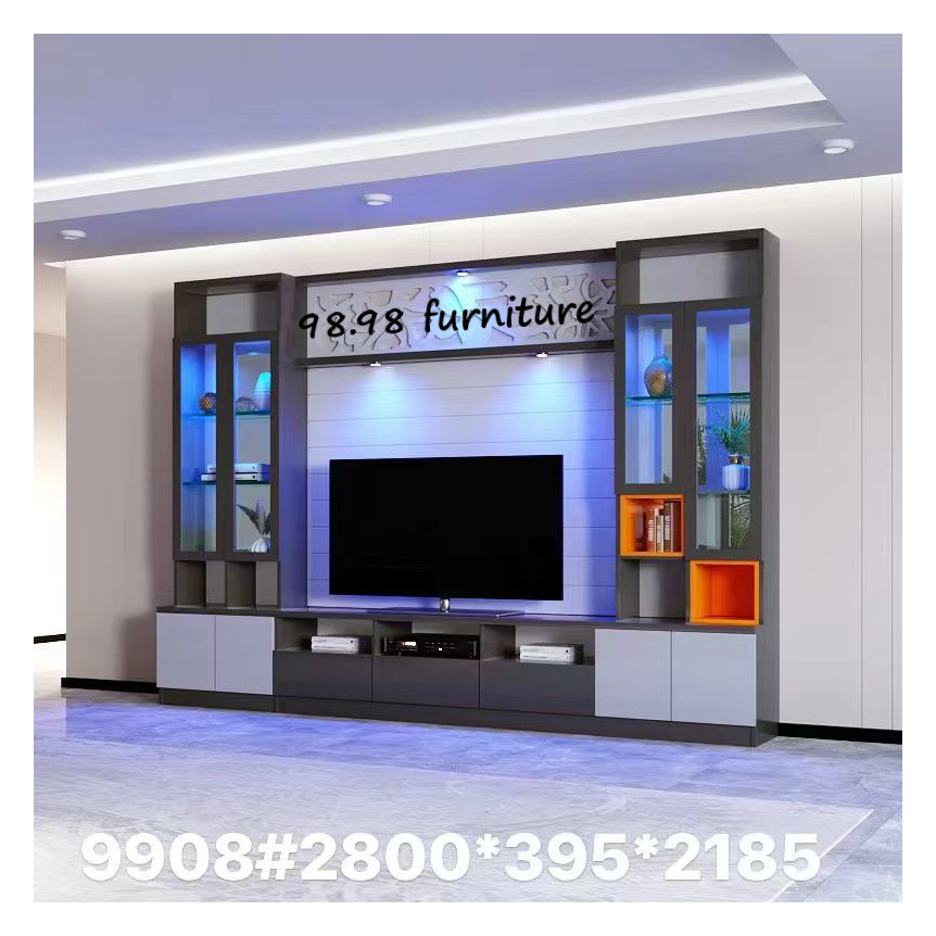 Buffet TV - Lemari Hias TV Import  - Display Cabinet Import - Uk. 2800x395x2185CM - Medan