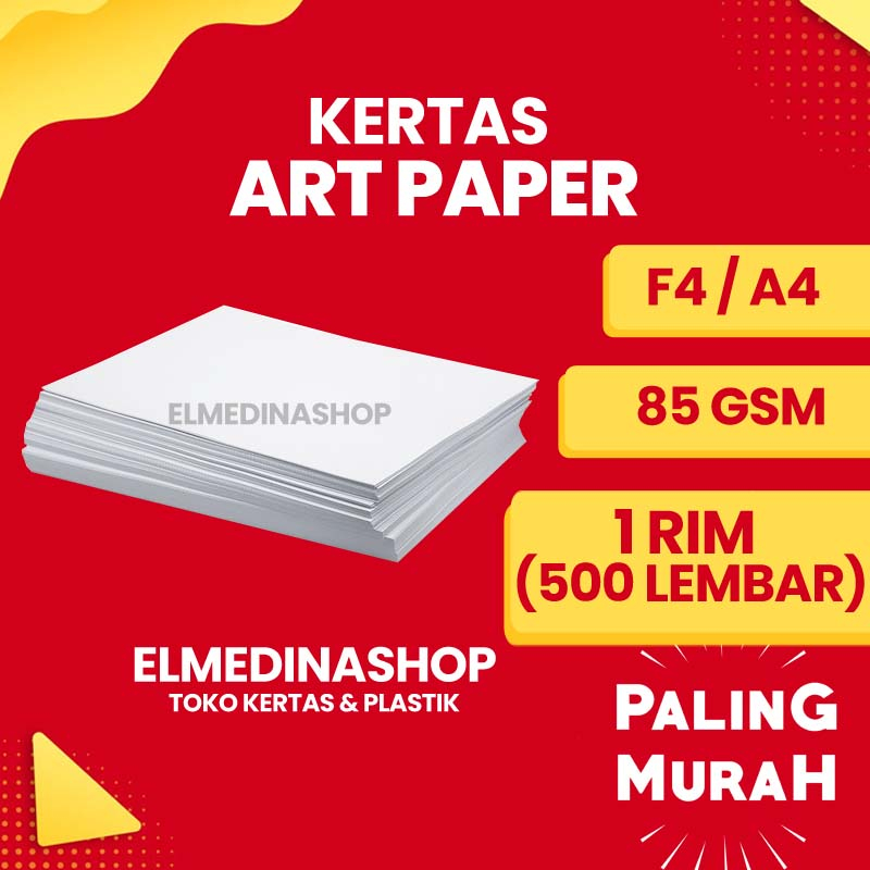 

1 RIM / 500 Lembar Kertas Art Paper Gramasi 85 Gsm F4 & A4 Artpaper Glossy 2 Dua Sisi Glosy - AP85