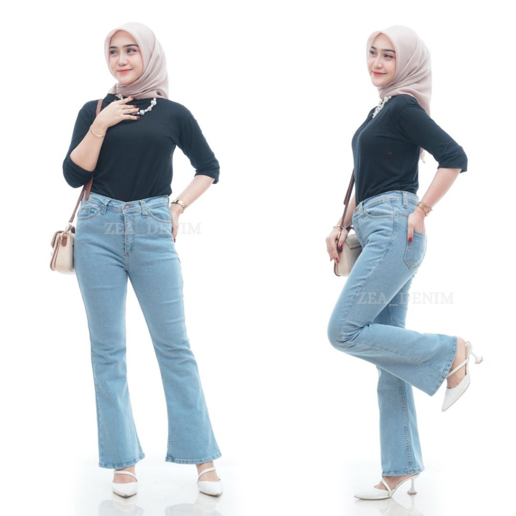 Highwaist Jeans Cutbray Loose streecth