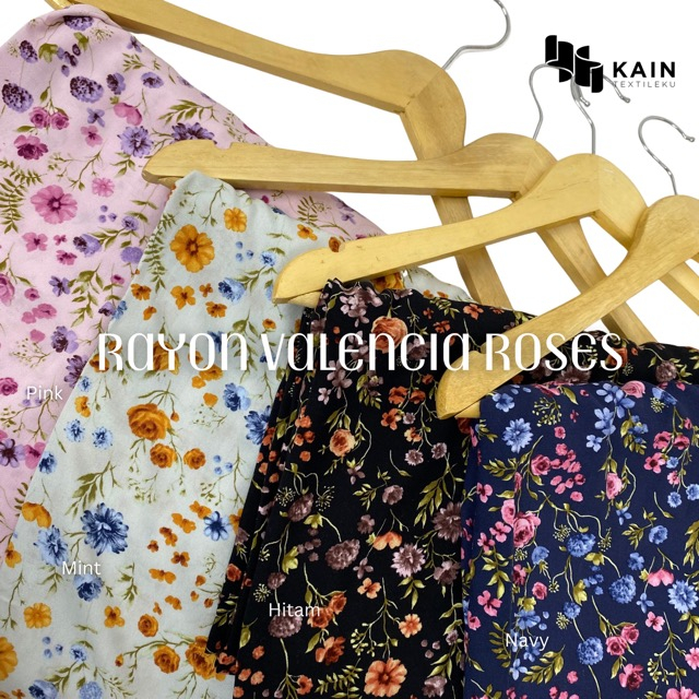 Kain Rollan Rayon Valencia Roses 1 rol ± 100 yard