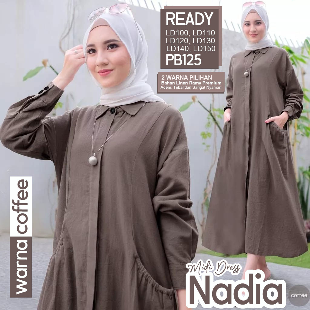 Nadia Midi Dress Korean Style Gamis Dress Wanita Muslim Jumbo Polos By Irens Indonesia