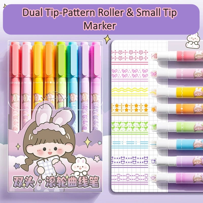 

[ORGM] Alat Tulis Spidol Dekorasi Motif Dual Tip Marker Cantik Dekorasi Jurnal Set 8pc