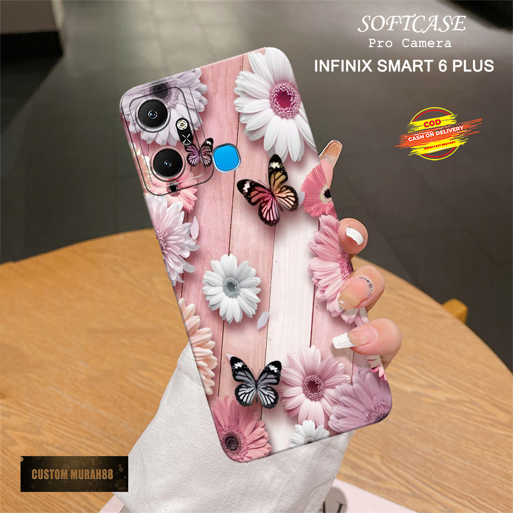 Case Infinix Smart 6 Plus - Fashion Case BUNGA - Casing Hp Infinix Smart 6 Plus - Softcase Infinix S