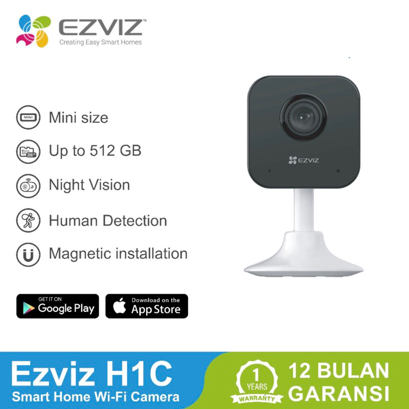 KAMERA CCTV EZVIZ H1C 1080P 2MP Ip Camera Fix Cam Wifi Wirelles Night Vision By Hikvision Wireless
