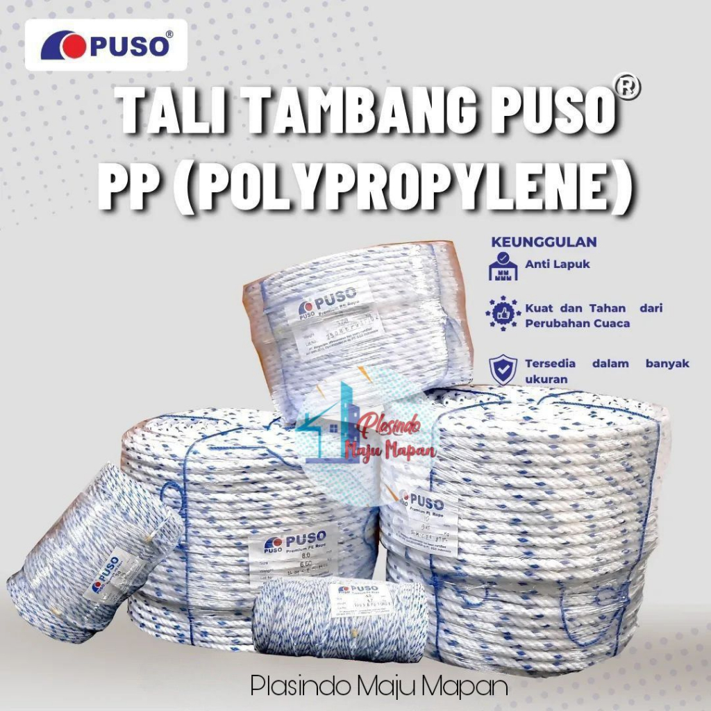 Tali tambang PP 4MM, 5MM, 6MM, 7MM, 8MM, 9MM, 10MM,12MM PER METER-Tali tambang nilon-Tali tambang PP