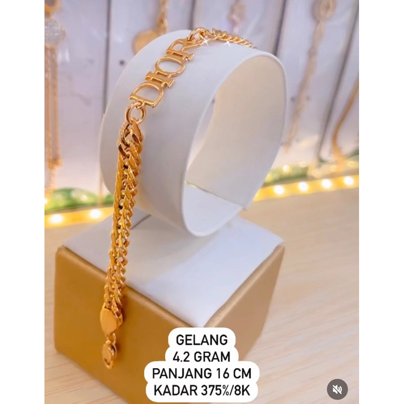 Gelang dior emas kadar 375%/8k
