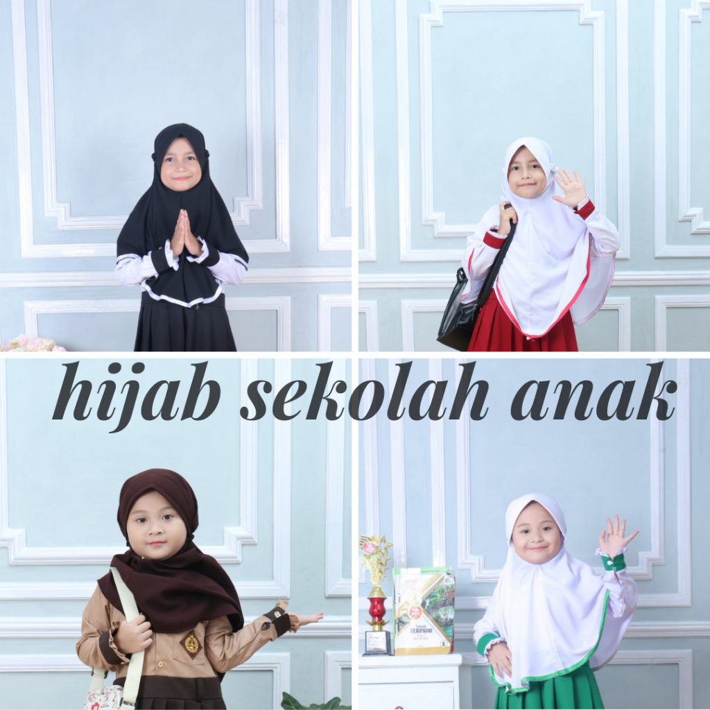 HIJAB INSTAN ANAK SEKOLAH SD MERAH PUTIH MODEl SYAR'I // HIJAB ANAK SEKOLAH BAHAN PREMIUM // KERUDUN