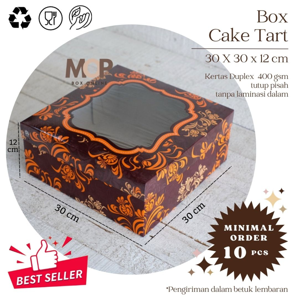 Kotak Cake TART Medium Box Tart 30x30x12 Box Cake Puding