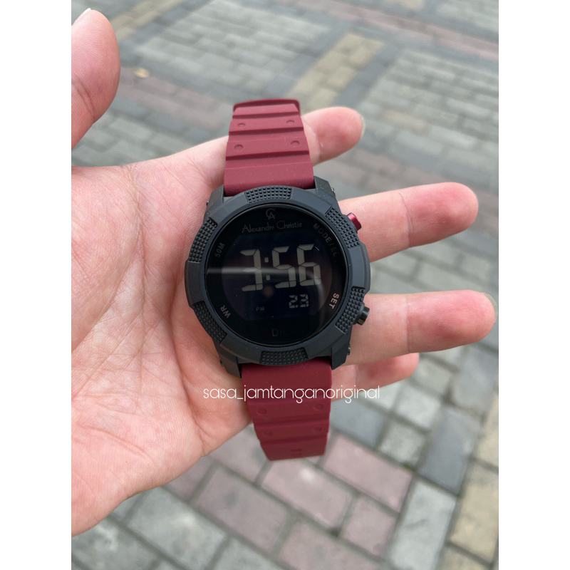 Jam Tangan Alexandre Christie Ac 9367 Original Red Pria Digital