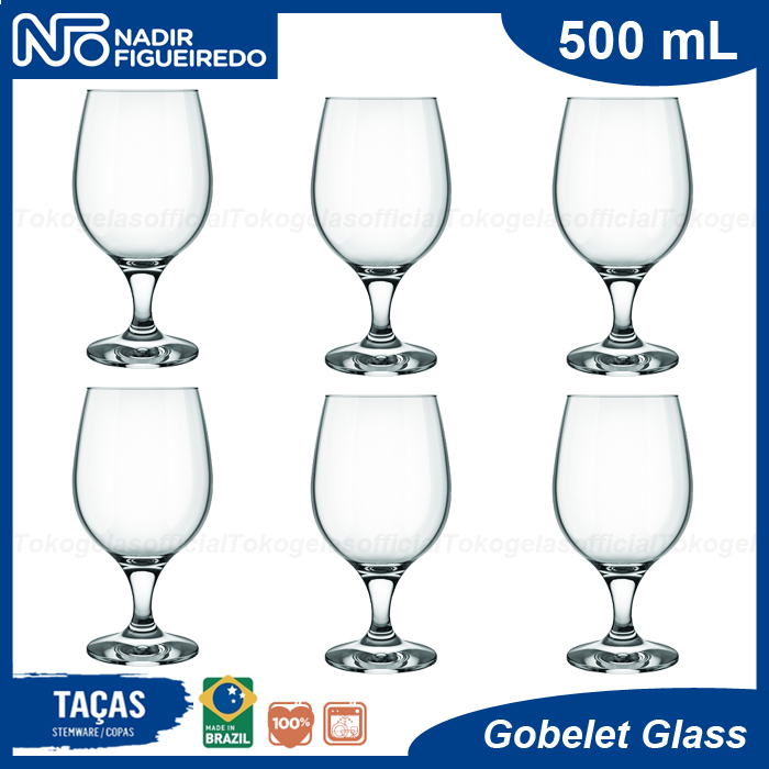 1 Set Isi 6 Pcs Nadir Gelas Goblet 500 ml - Gelas Kaki - Gelas Water Goblet - Water Goblet Mineral G