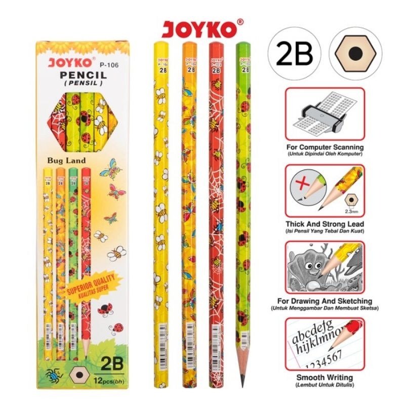 

Pensil Joyko 2B P-106 Motif Bug Land