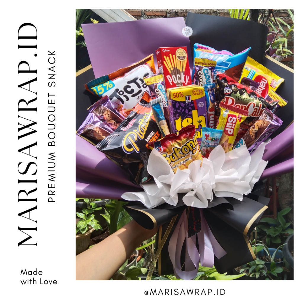 

[marisawrap.id] Premium Buket Snack / Bucket Ide Hadiah Wisuda Ulang Tahun Jajan Kreatif Termurah/ Bouquet jajan Besar Big Size