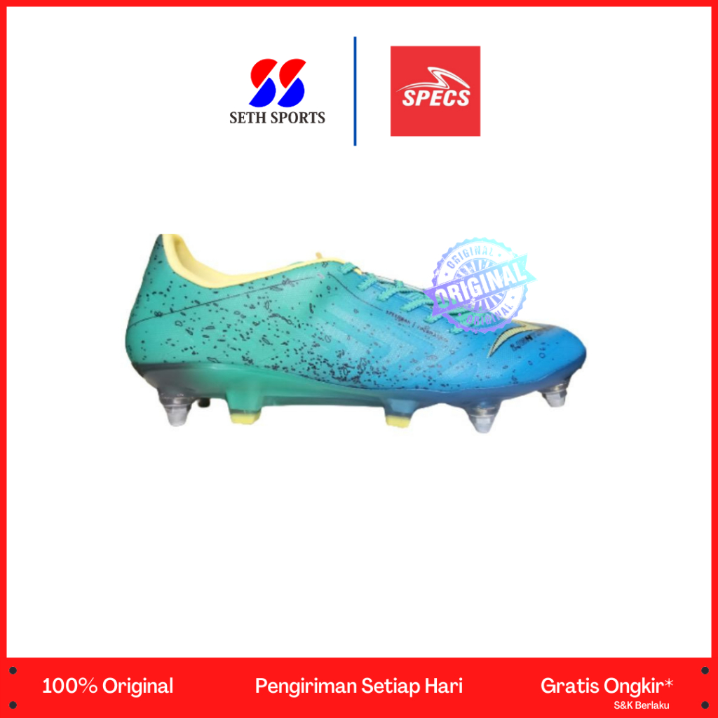 Sepatu Bola Specs Accelerator Lightspeed 4 Elite SG Original - Aqua Green/ Mentyl Blue/ Custard