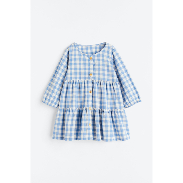 Dress katun tunik anak HM sale kotak kotak biru