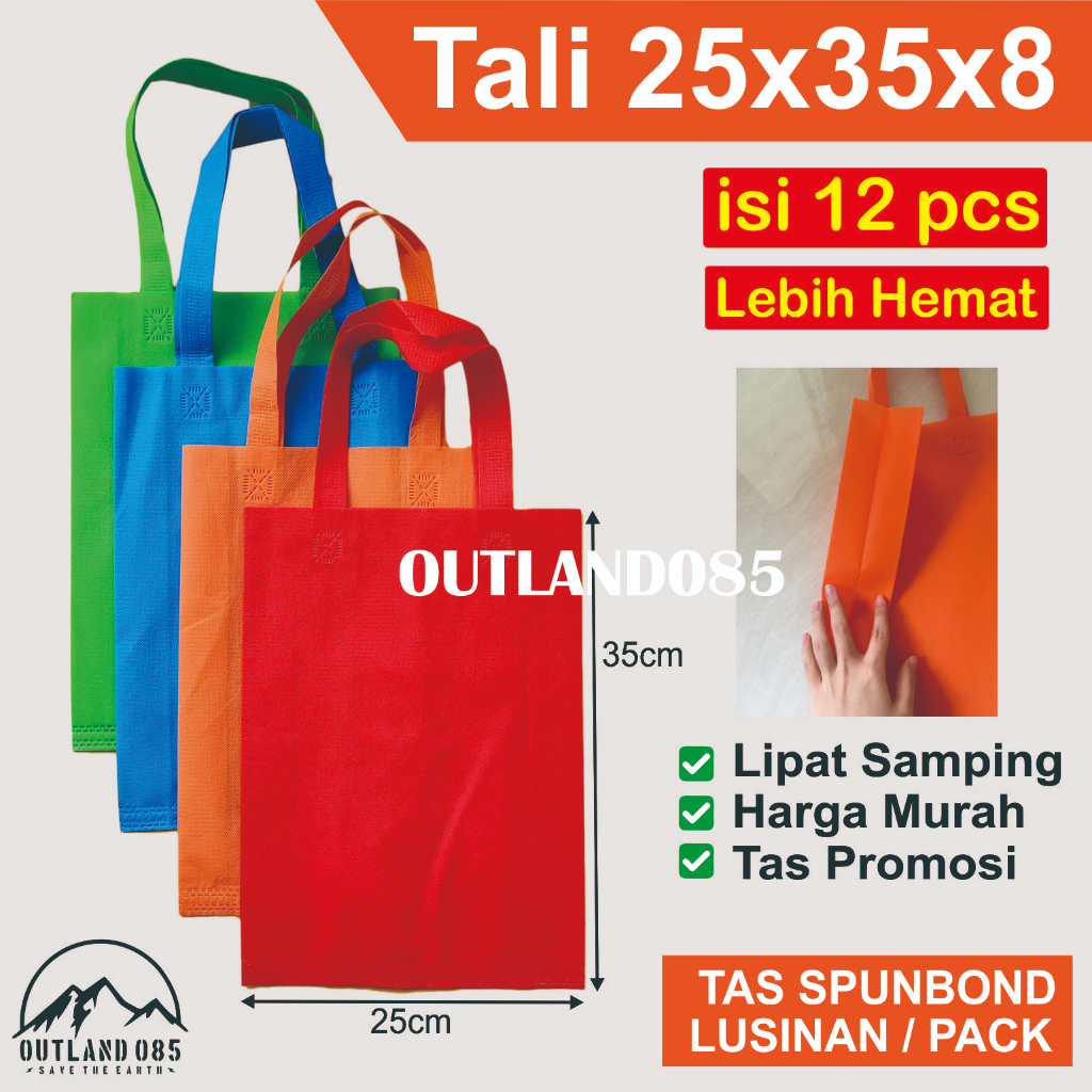 

1PACK ISI 12PCS Tas Kain 25x35x10 goodie bag spunbond goody polos kantong seminar murah event