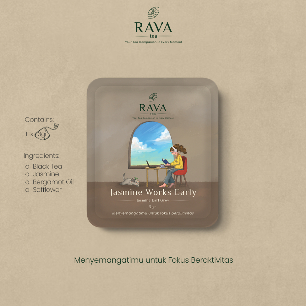 

Rava Tea: Jasmine Works Early Sample 3g - Teh Jasmine Earl Grey - Artisan Premium Tea Blend