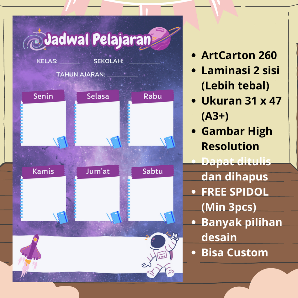 

Poster JADWAL PELAJARAN / JADWAL PIKET / STRUKTUR ORGANISASI Sekolah Aesthetic wipe and clean CUSTOM BEST SELLER