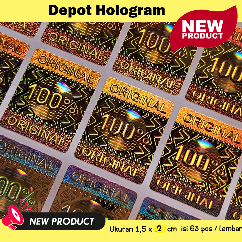

Stiker Hologram 100% Original Persegi 1,5 x 2 cm Efek 3d