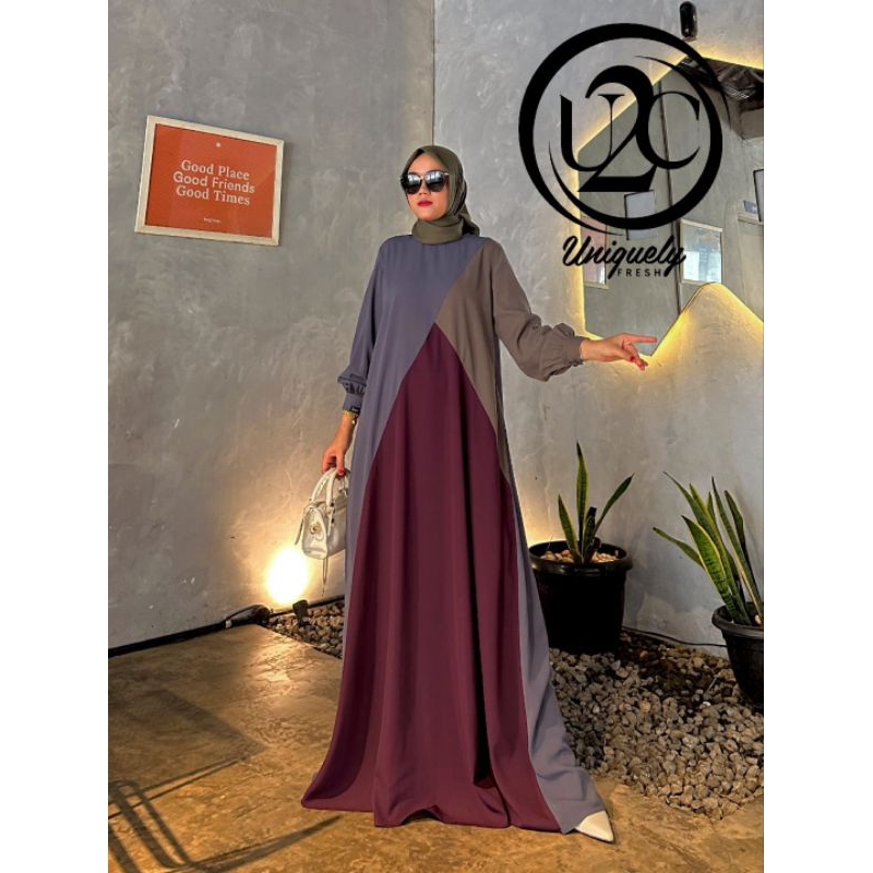 amna premium dress by u2c gamis casual santai polos branded