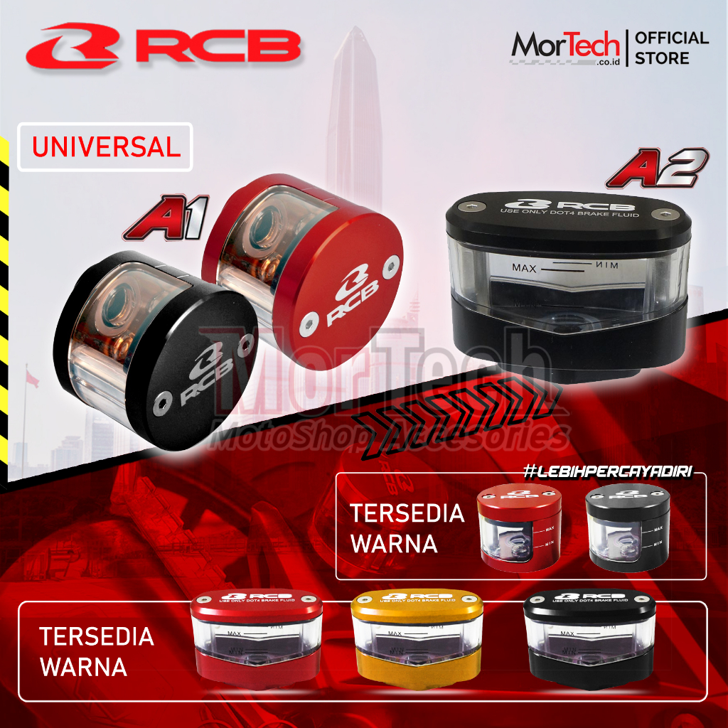 Tabung Minyak Master Rem RCB Racing Boy Oval Bulat A1 A2 Fluid Cap Tabung Kaca Aluminium CNC Motor N