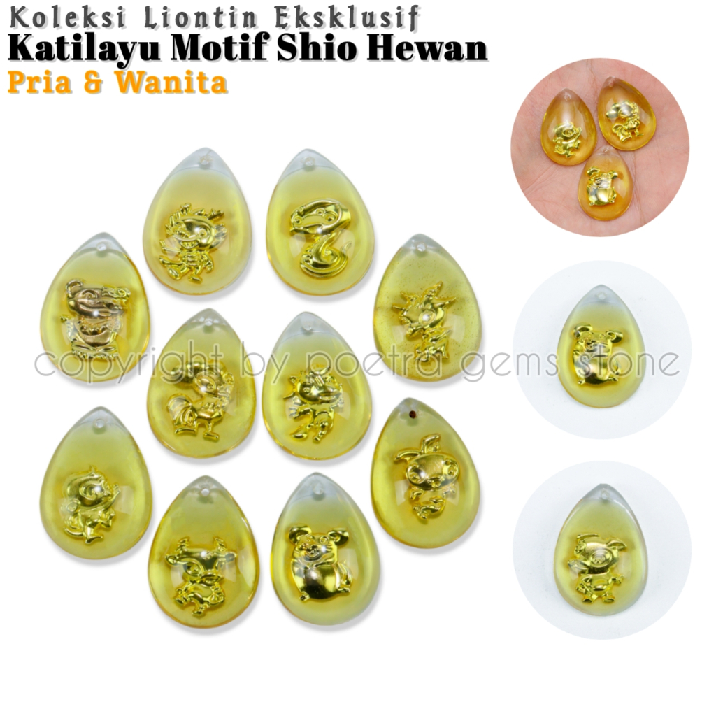 Mata Liontin Yellow Katilayu Motif Shio Hewan Pria & Wanita