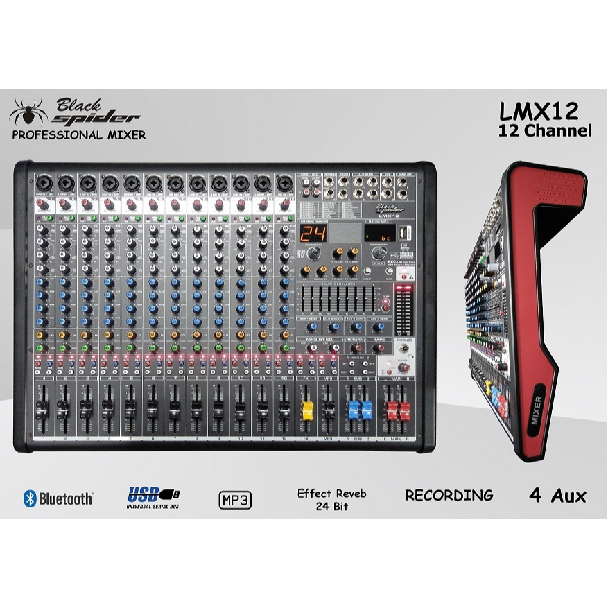 BS LMX 12 Professional Mixer Black Spider