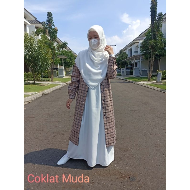 Outer Tunik Katun Madina motif Kotak