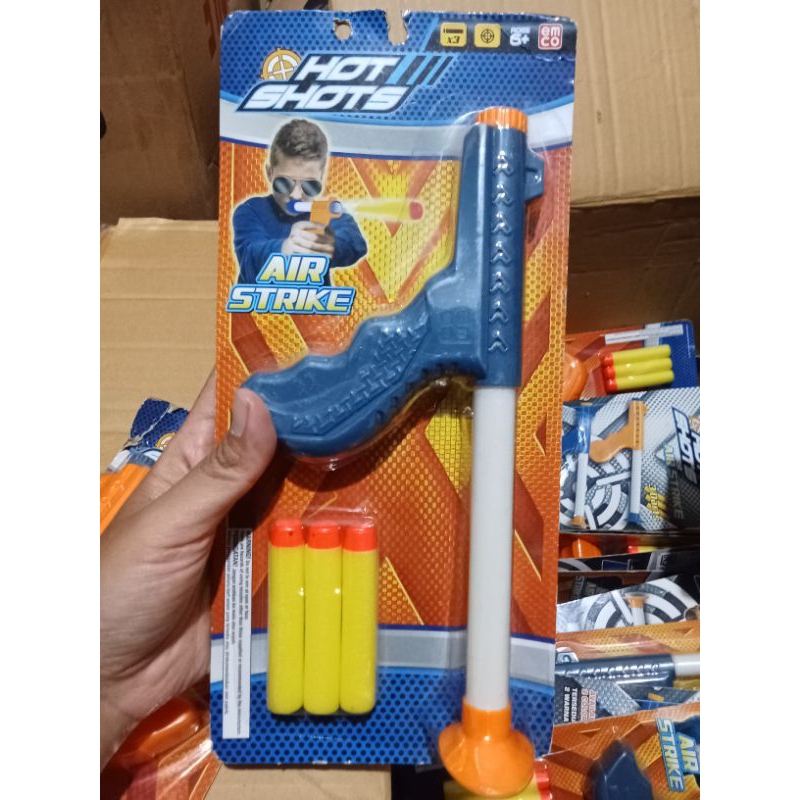 ORIGINAL EMCO PREMIUM HOT SHOTS AIR STRIKES Mainan Anak Laki Cowo Pistol Pistolan isi 3 peluru temba