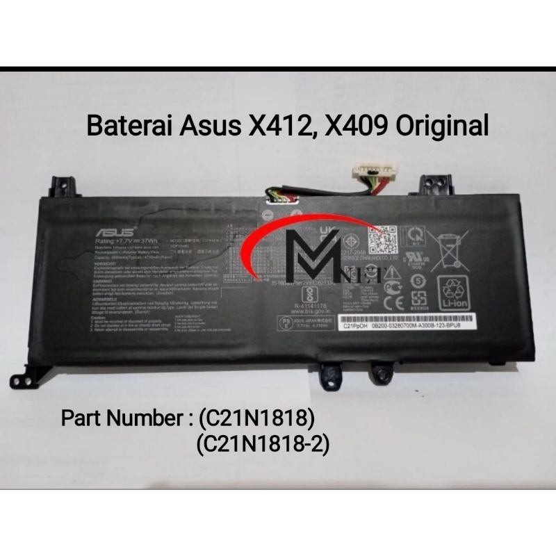 BATERAI LAPTOP ASUS VIVOBOOK X412UA, X409 ORIGINAL
