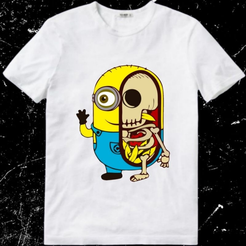 Baju Kaos Tshirt T Shirt Pria Laki Cowok Cewek Perempuan Unisex Dewasa Kartun Minion Minions Minnion