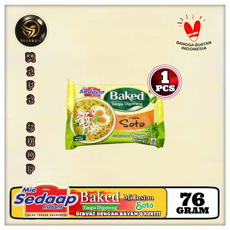 

Mie Sedaap Instant Baked Mi Kuah Soto Bahan Bayam & Kunyit | Bag - 76 gr (Kemasan Satuan )