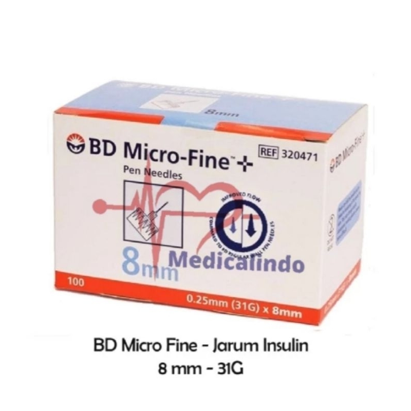 Jarum Insulin Pen Needle BD Micro Fine 31G 8mm isi 100 Microfine 8 mm