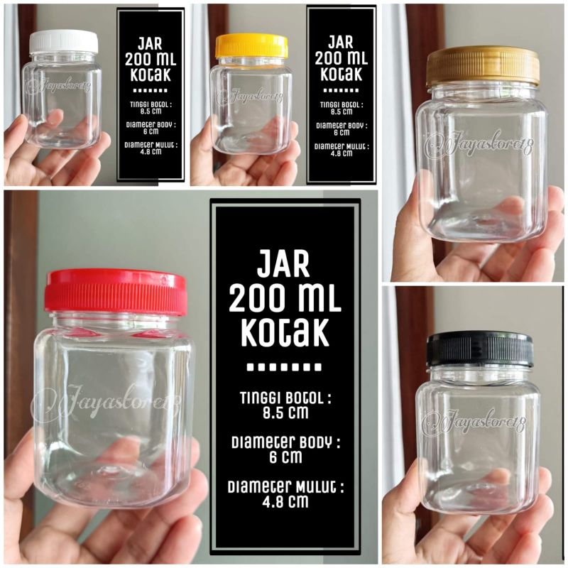 100PCS BOTOL TOPLES JAR 200ML KOTAK TEBAL 17gr diameter 5cm 5.5cm MURAH DEPOK BOTOL SAMBAL berat 19g