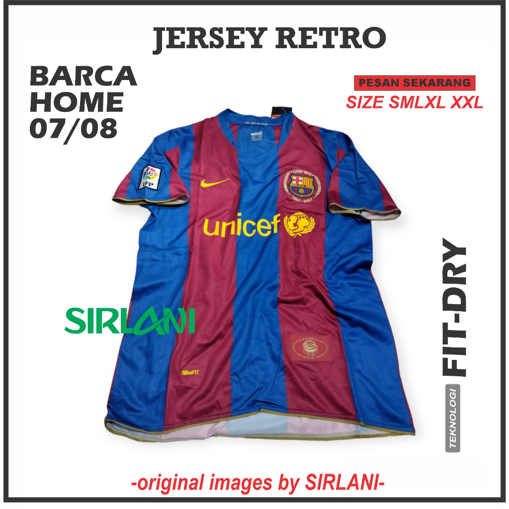 JERSEY RETRO BARCA HOME 2007 2008 ANNIVERSARY 50 YEARS/JERSEY BOLA RETRO BARCA