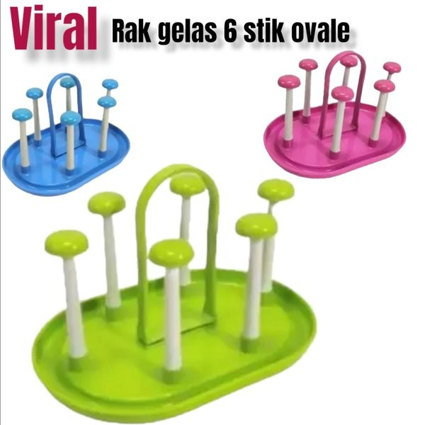Tempat Gelas 6 Set /Wadah Gelas Plastik/Rak Gelas/Stand Gelas