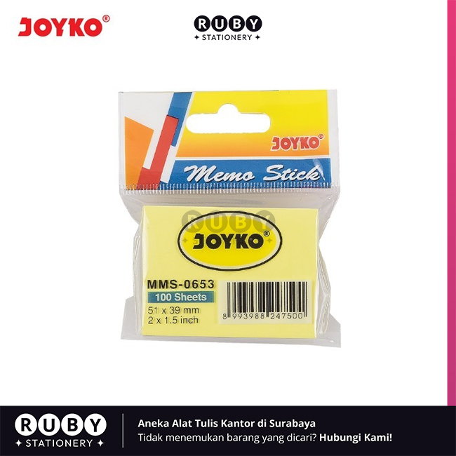 

RUBY STATIONERY Kertas Memo Tempel / Memo Pelekat MMS-0653 Joyko - Sticky Notes