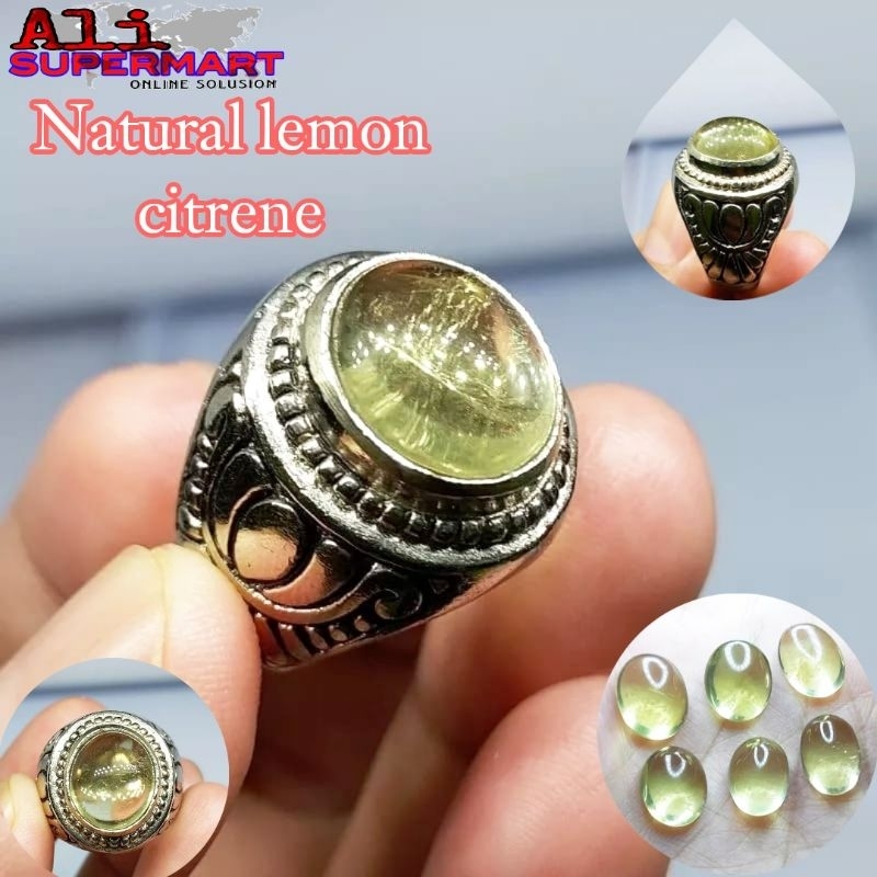 cincin lemon Citrine / Batu akik permata lemon Citrine / asli natural