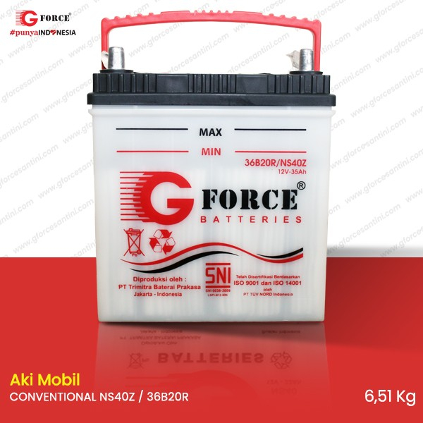 GFORCE NS40Z - 36B20R / NS40ZL - 36B20L (35 Ampere) - Aki Mobil