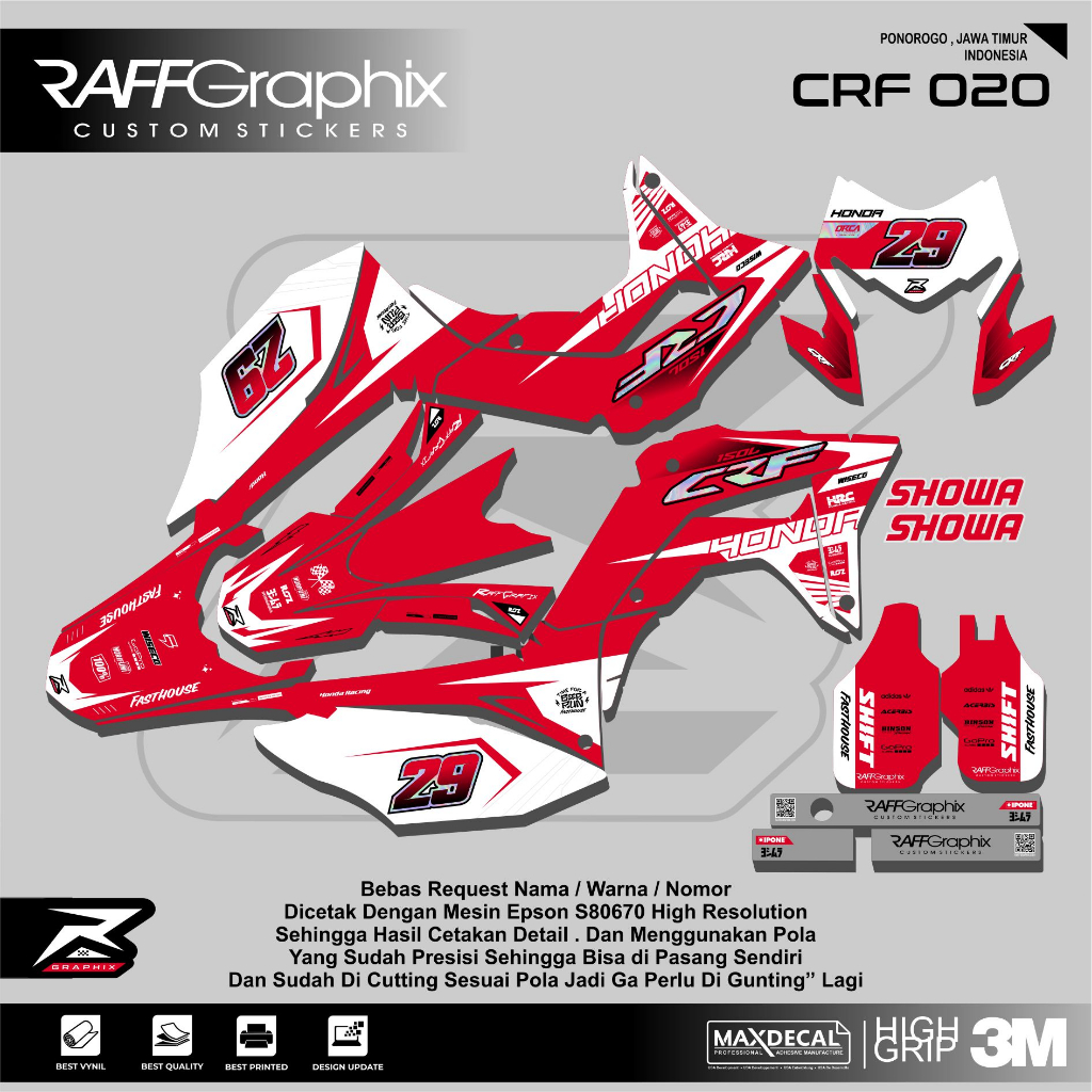DECAL CRF 150 MERAH PUTIH / CUSTOM FULL DECAL CRF 150 / CRF SUPERMOTO
