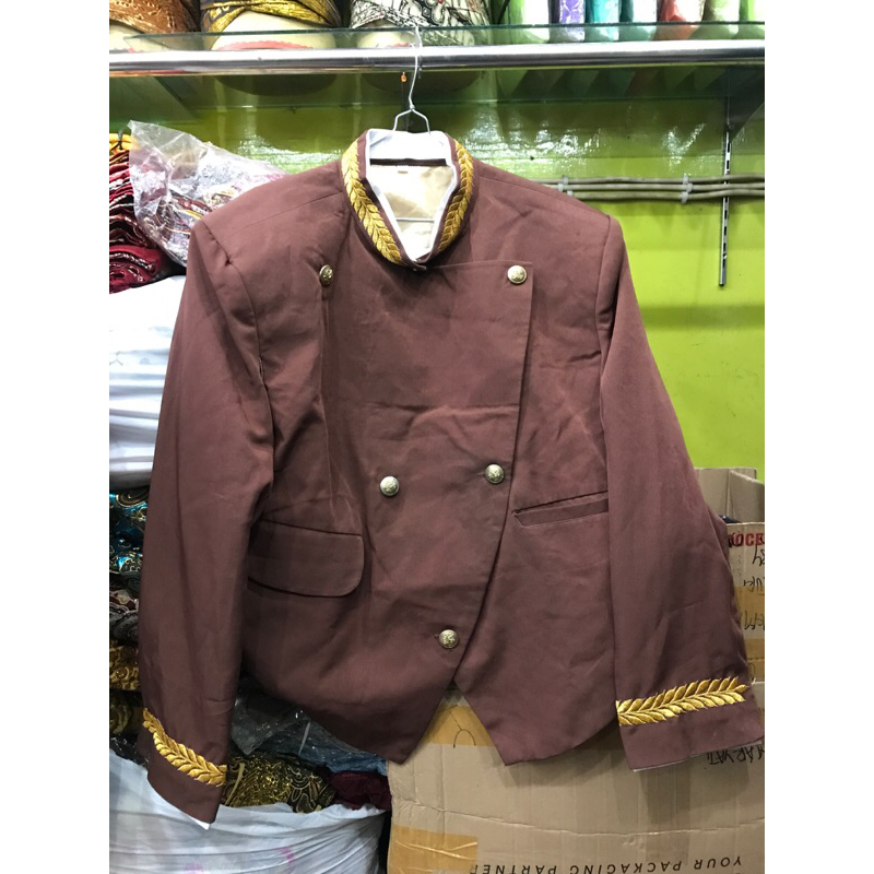 beskap solo coklat tua | beskap solo bordir | beskap manggolo | beskap adat jawa | beskap solo | bes