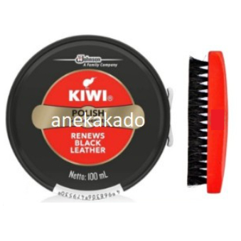 Semir Sepatu Kiwi shoe Polish Black Besar 100ml Lengkap + Sikat semir
