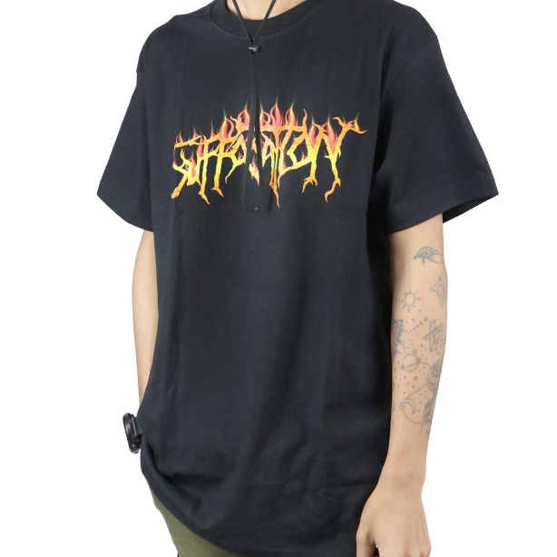 ORIGINAL TSHIRT SUFFOCATION - FIRE LOGO BLACK