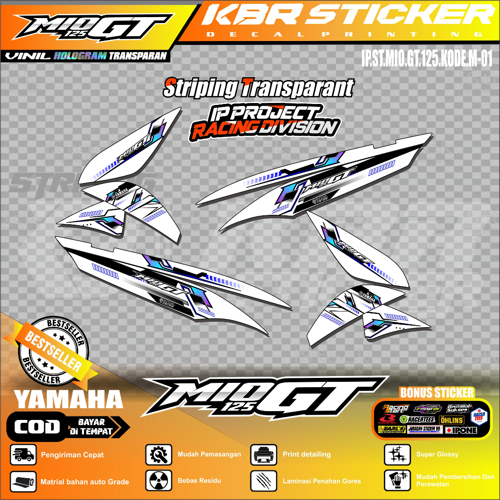 [COD] Stiker striping MIO GT sticker motor YAMAHA MIO GT variasi Racing KBR CUTTING KODE M-01