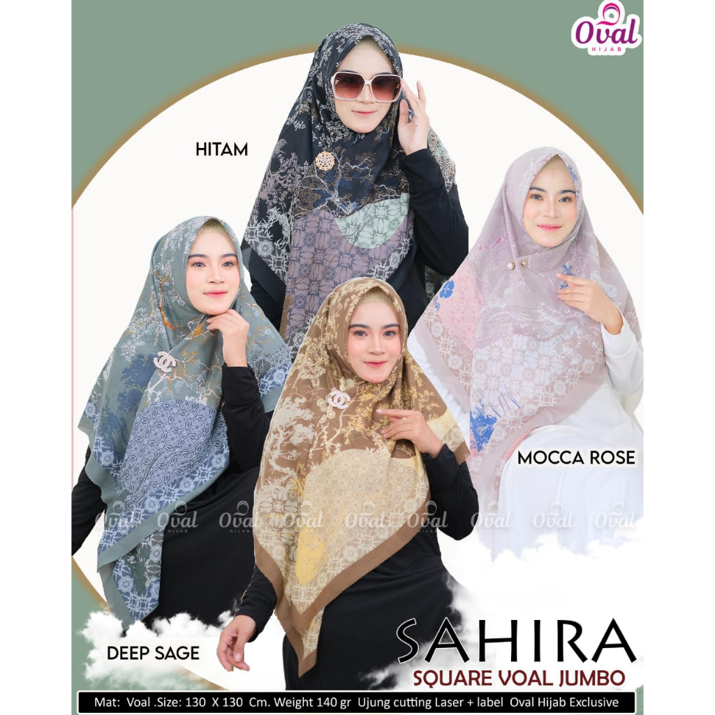 Sahira Square Hijab Jumbo Original Oval Hijab Voal Motif Square Motif